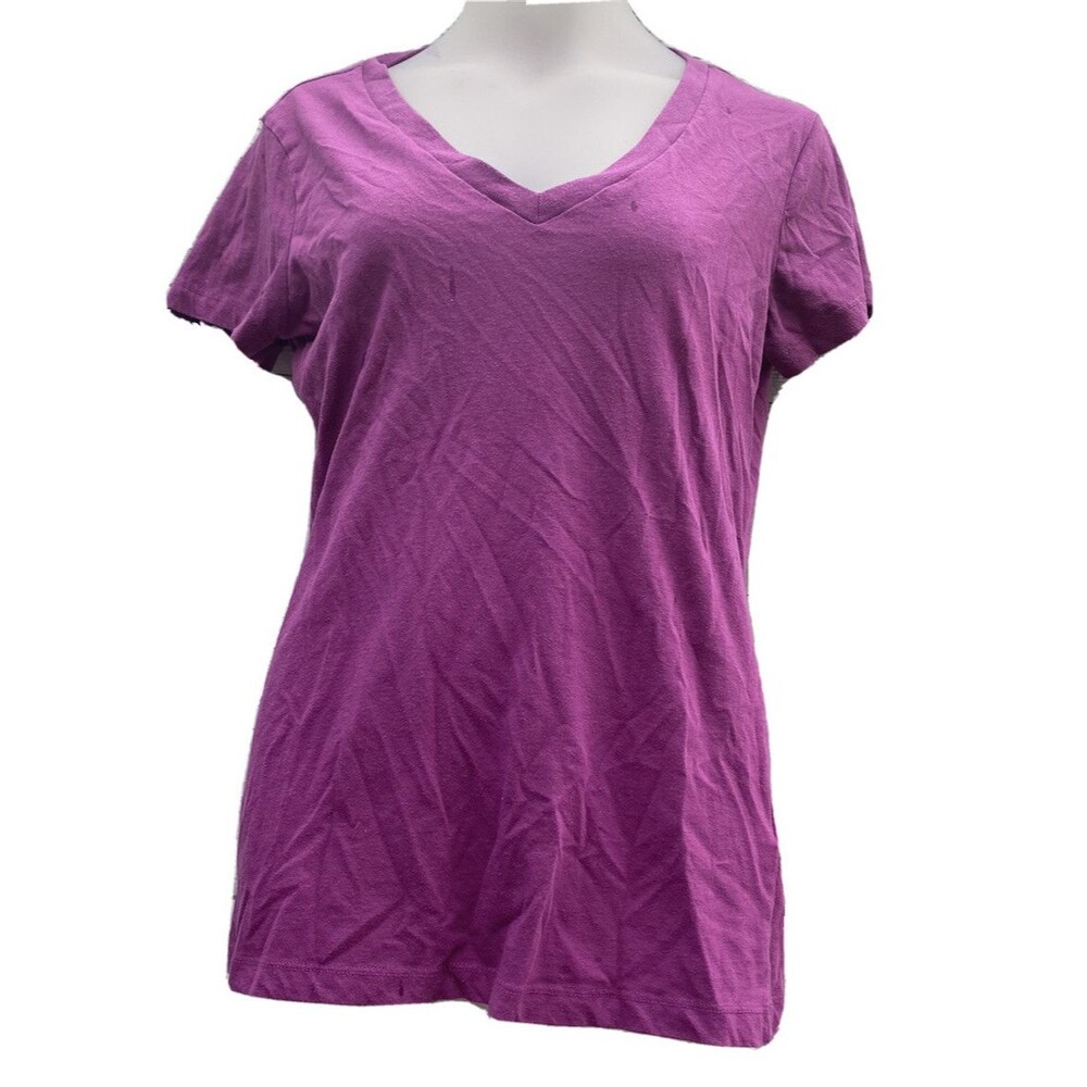 Piper And Blue Juniors Size Small VNeck Basic Tshirt Purple Stretch Short Sleeve